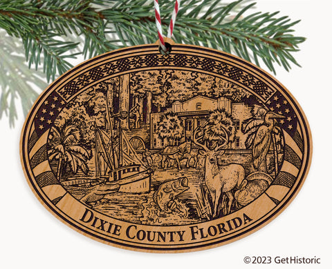 Dixie County Florida Engraved Natural Ornament