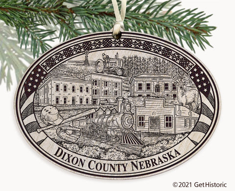 Dixon County Nebraska Engraved Ornament