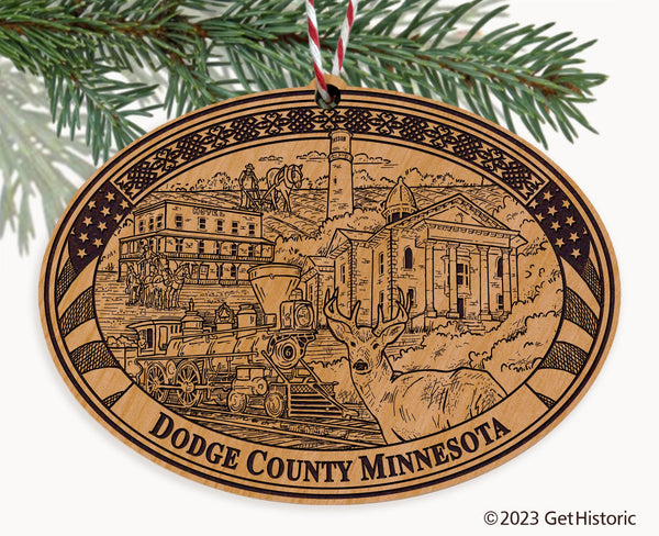 Dodge County Minnesota Engraved Natural Ornament
