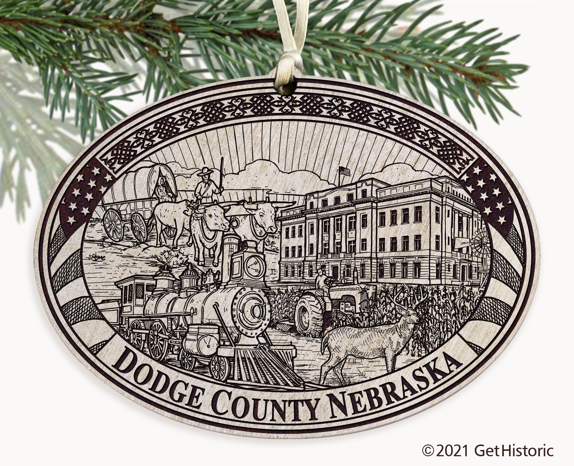 Dodge County Nebraska Engraved Ornament