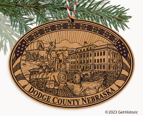 Dodge County Nebraska Engraved Natural Ornament
