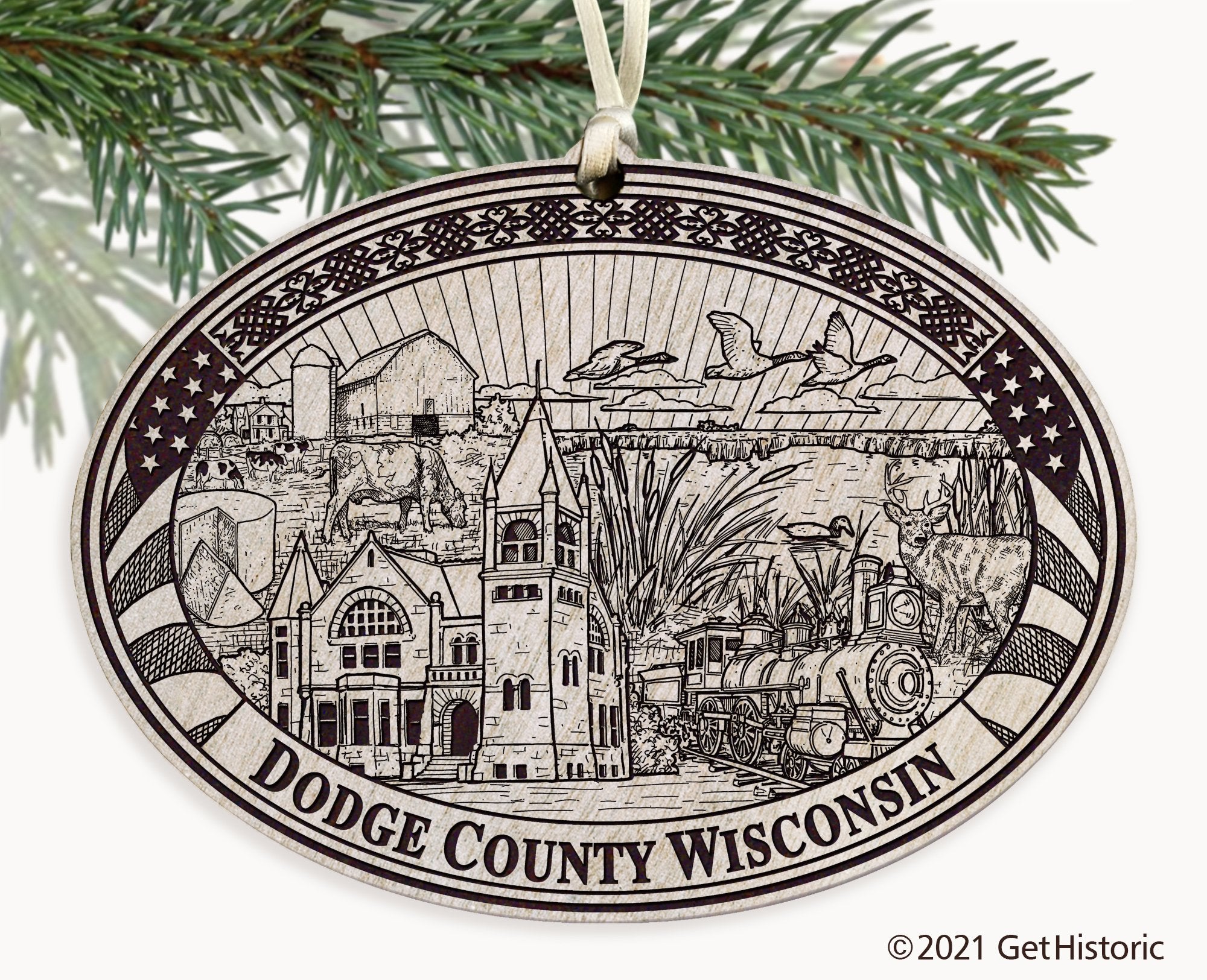 Dodge County Wisconsin Engraved Ornament