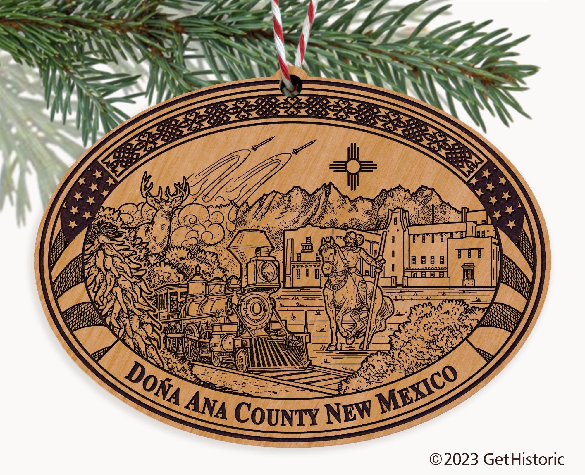 Doña Ana County New Mexico Engraved Natural Ornament