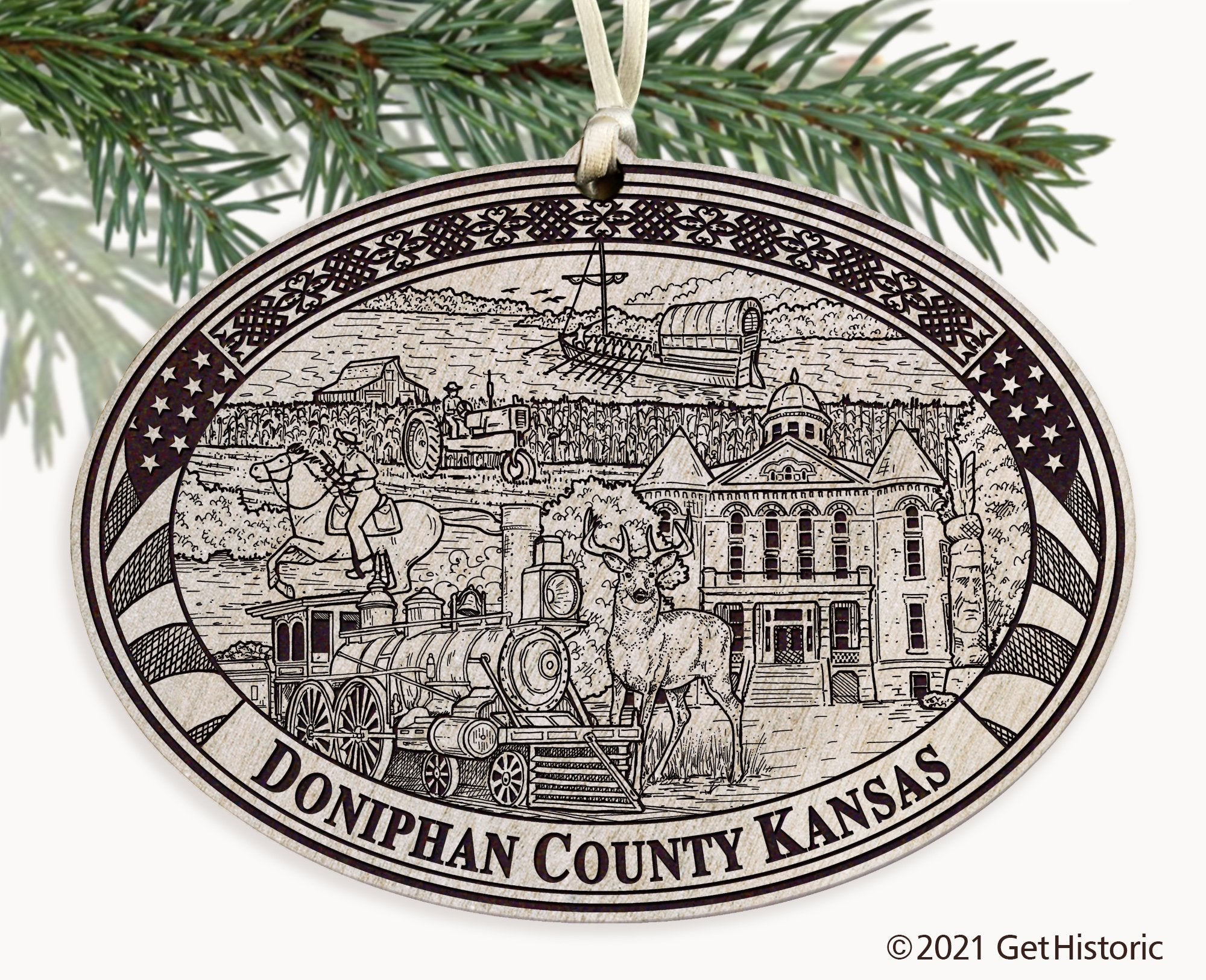 Doniphan County Kansas Engraved Ornament