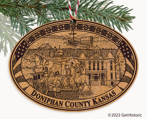 Doniphan County Kansas Engraved Natural Ornament