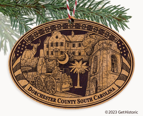 Dorchester County South Carolina Engraved Natural Ornament