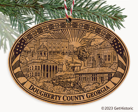 Dougherty County Georgia Engraved Natural Ornament