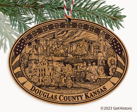 Douglas County Kansas Engraved Natural Ornament