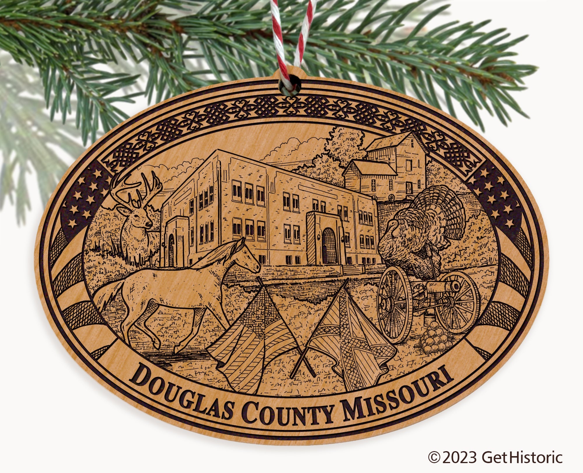 Douglas County Missouri Engraved Natural Ornament