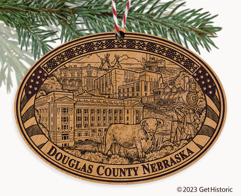 Douglas County Nebraska Engraved Natural Ornament