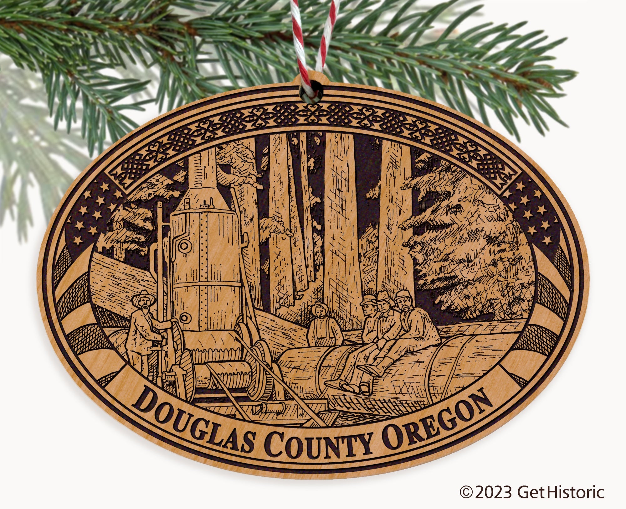 Douglas County Oregon Engraved Natural Ornament