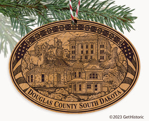 Douglas County South Dakota Engraved Natural Ornament