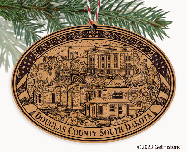 Douglas County South Dakota Engraved Natural Ornament