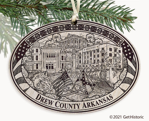 Drew County Arkansas Engraved Ornament