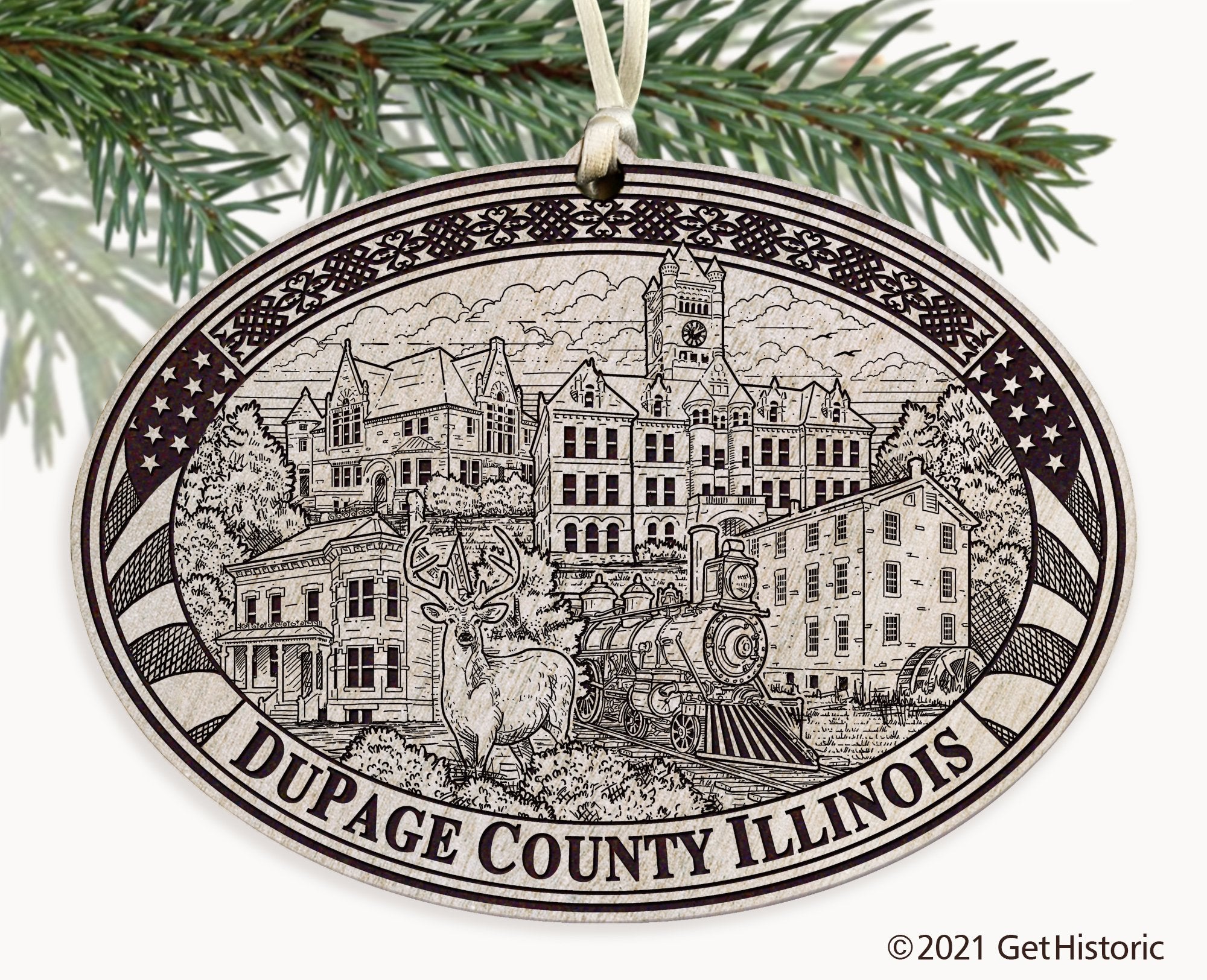 DuPage County Illinois Engraved Ornament