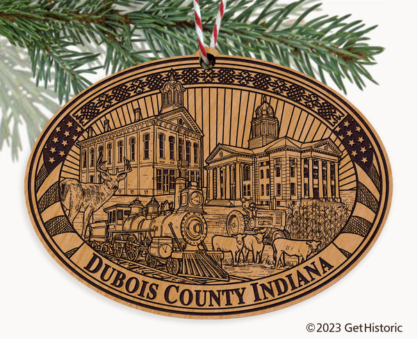 Dubois County Indiana Engraved Natural Ornament