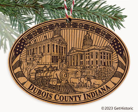 Dubois County Indiana Engraved Natural Ornament