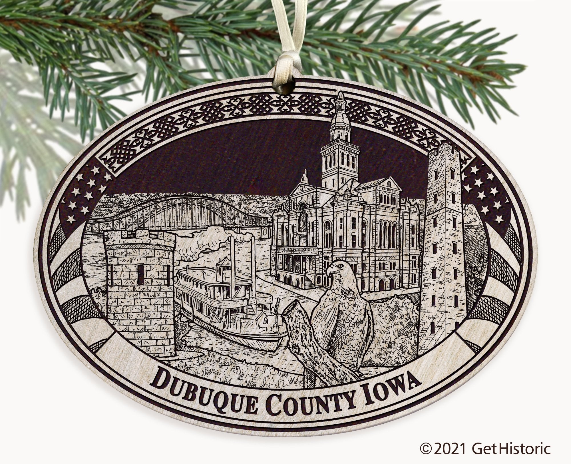Dubuque County Iowa Engraved Ornament