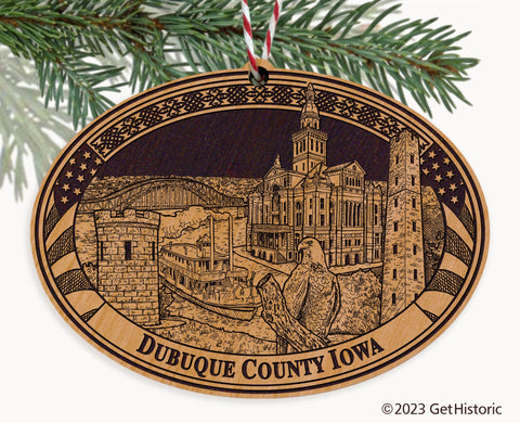 Dubuque County Iowa Engraved Natural Ornament