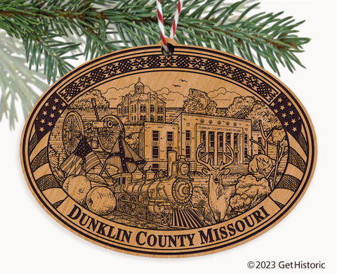 Dunklin County Missouri Engraved Natural Ornament