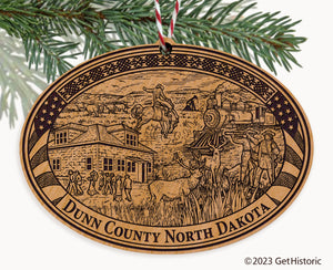 Dunn County North Dakota Engraved Natural Ornament