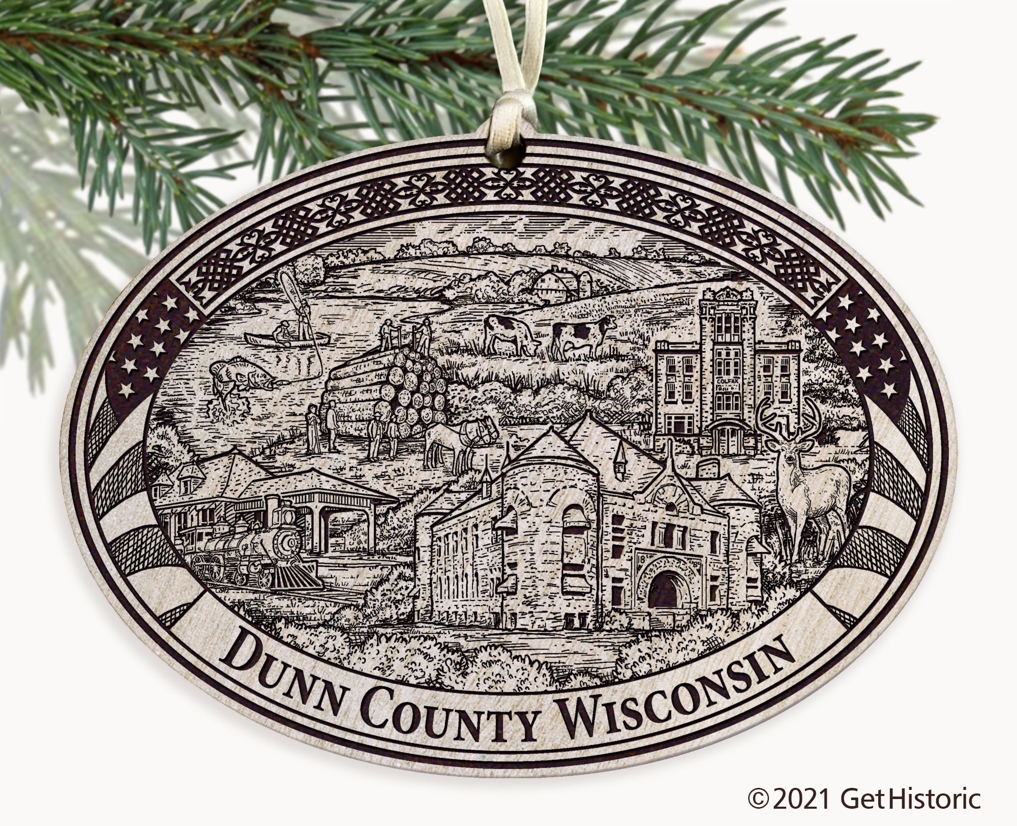Dunn County Wisconsin Engraved Ornament