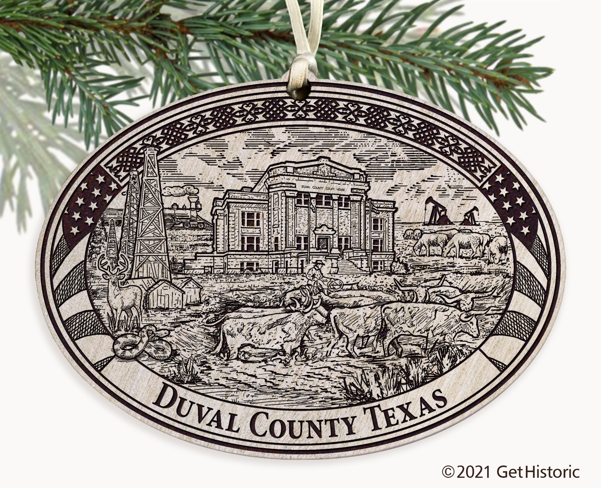 Duval County Texas Engraved Ornament