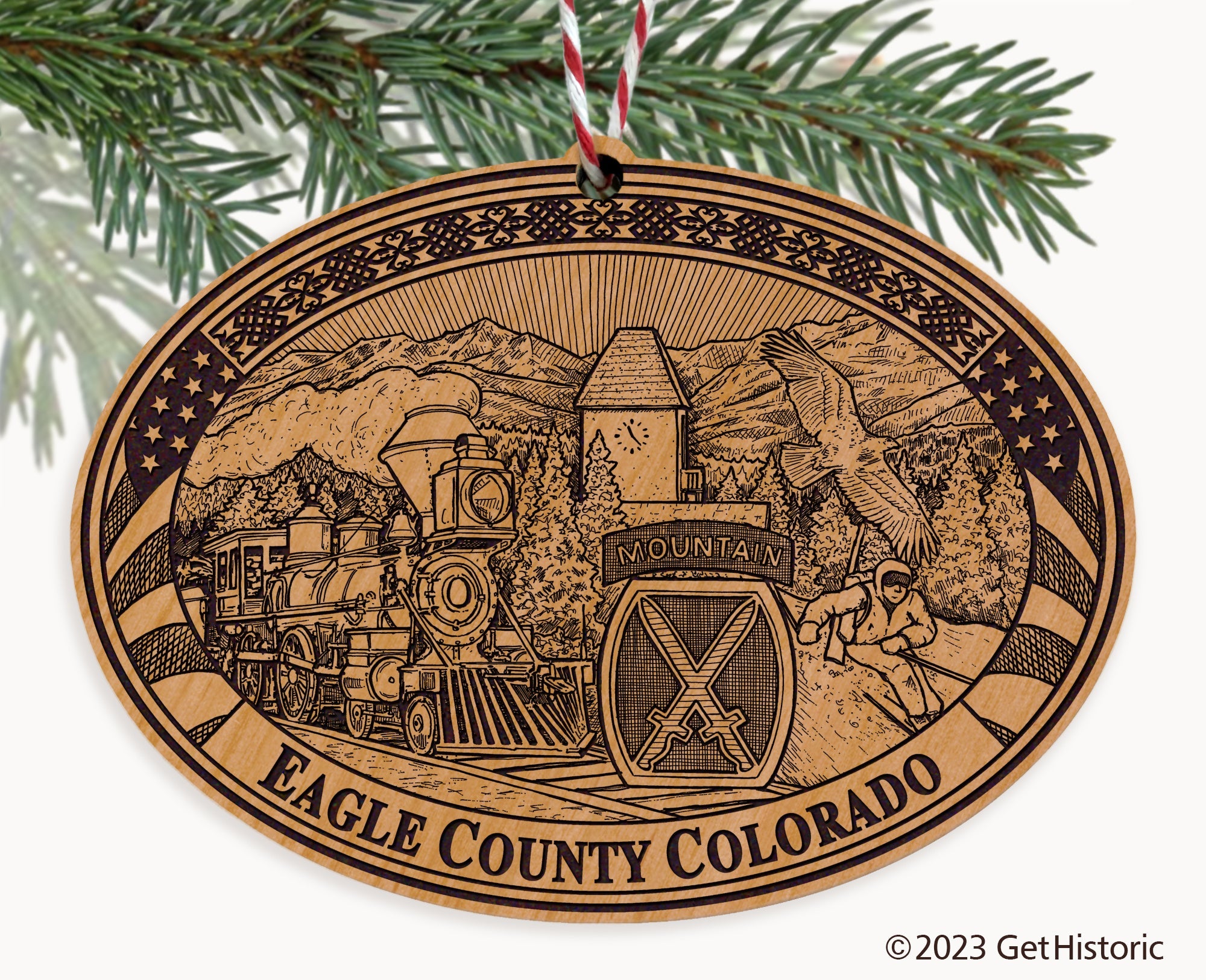 Eagle County Colorado Engraved Natural Ornament