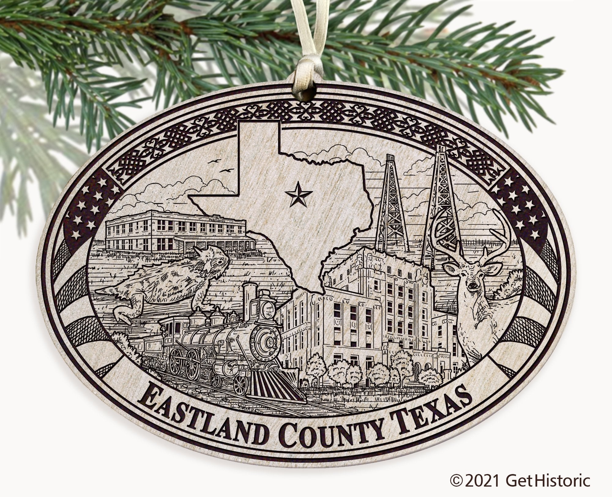 Eastland County Texas Engraved Ornament