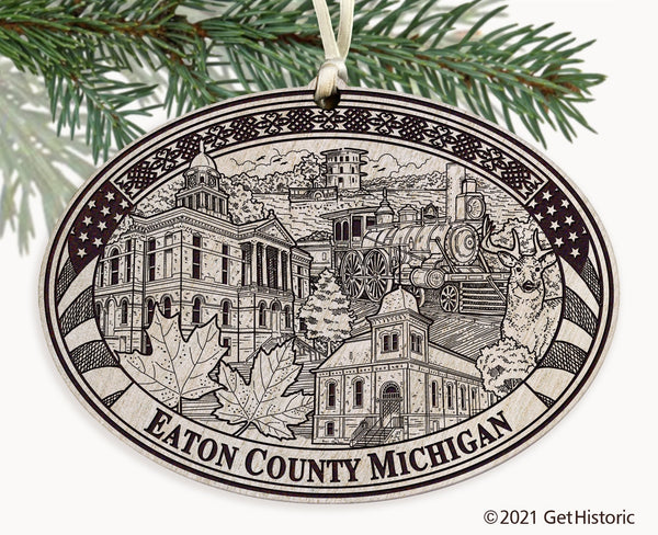 Eaton County Michigan Engraved Ornament