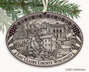 Eau Claire County Wisconsin Engraved Ornament