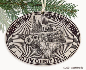 Ector County Texas Engraved Ornament