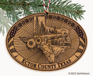 Ector County Texas Engraved Natural Ornament