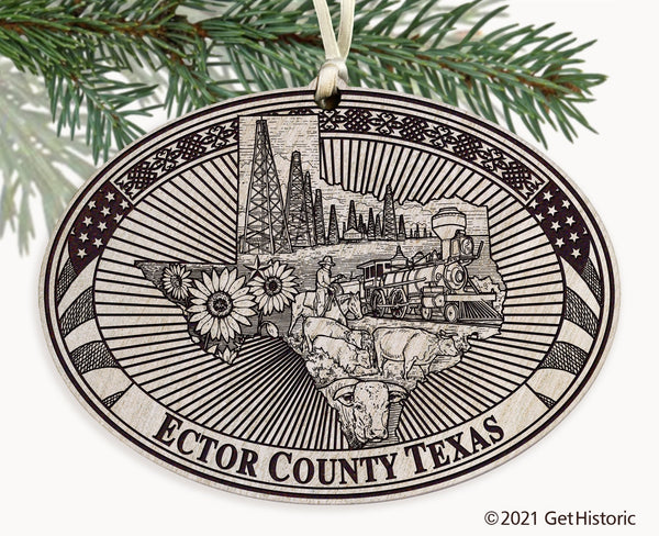 Ector County Texas Engraved Ornament