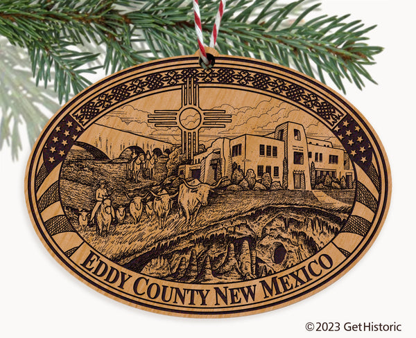 Eddy County New Mexico Engraved Natural Ornament