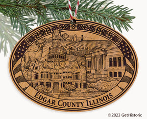 Edgar County Illinois Engraved Natural Ornament