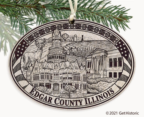 Edgar County Illinois Engraved Ornament