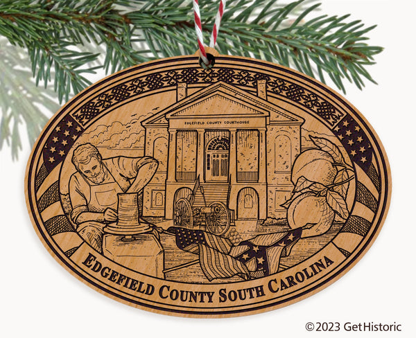 Edgefield County South Carolina Engraved Natural Ornament