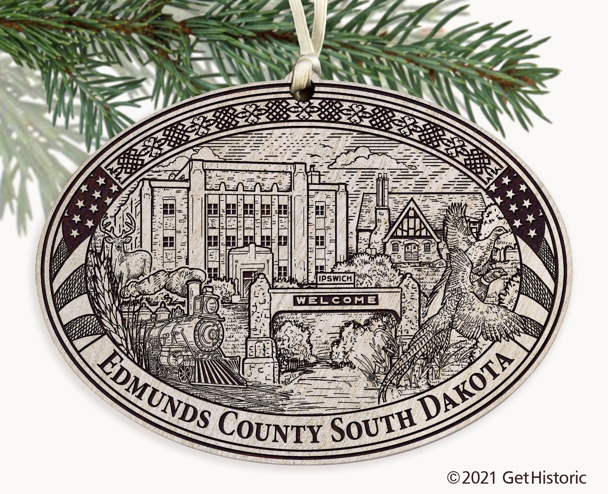 Edmunds County South Dakota Engraved Ornament