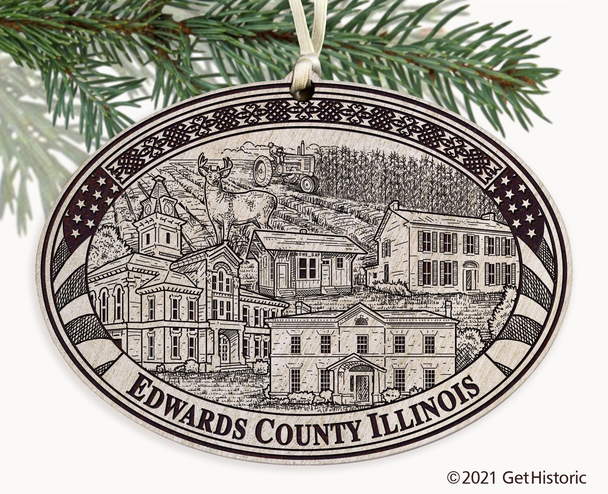 Edwards County Illinois Engraved Ornament
