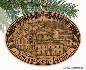 Edwards County Illinois Engraved Natural Ornament