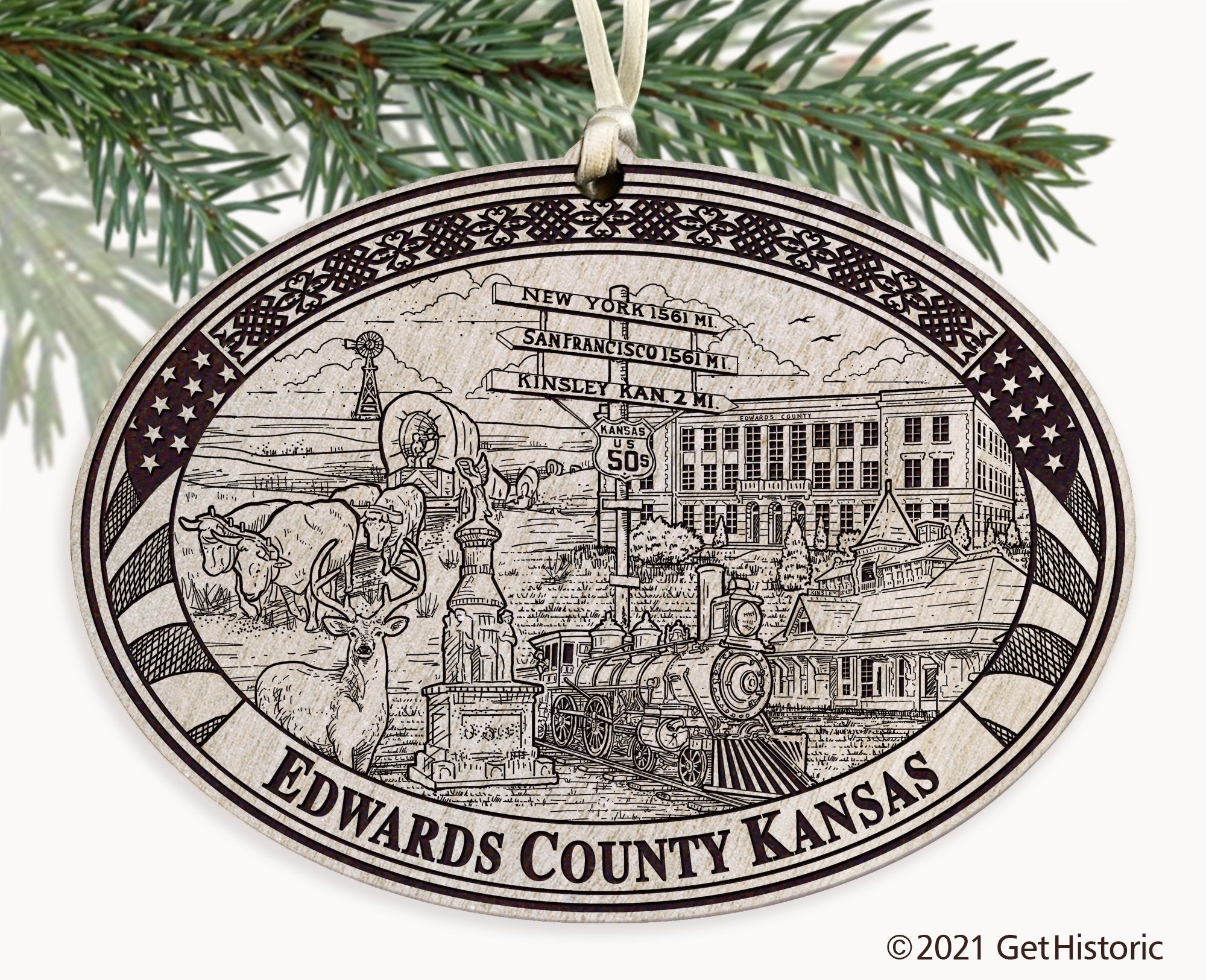 Edwards County Kansas Engraved Ornament