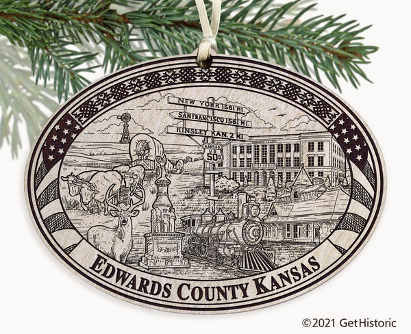 Edwards County Kansas Engraved Ornament