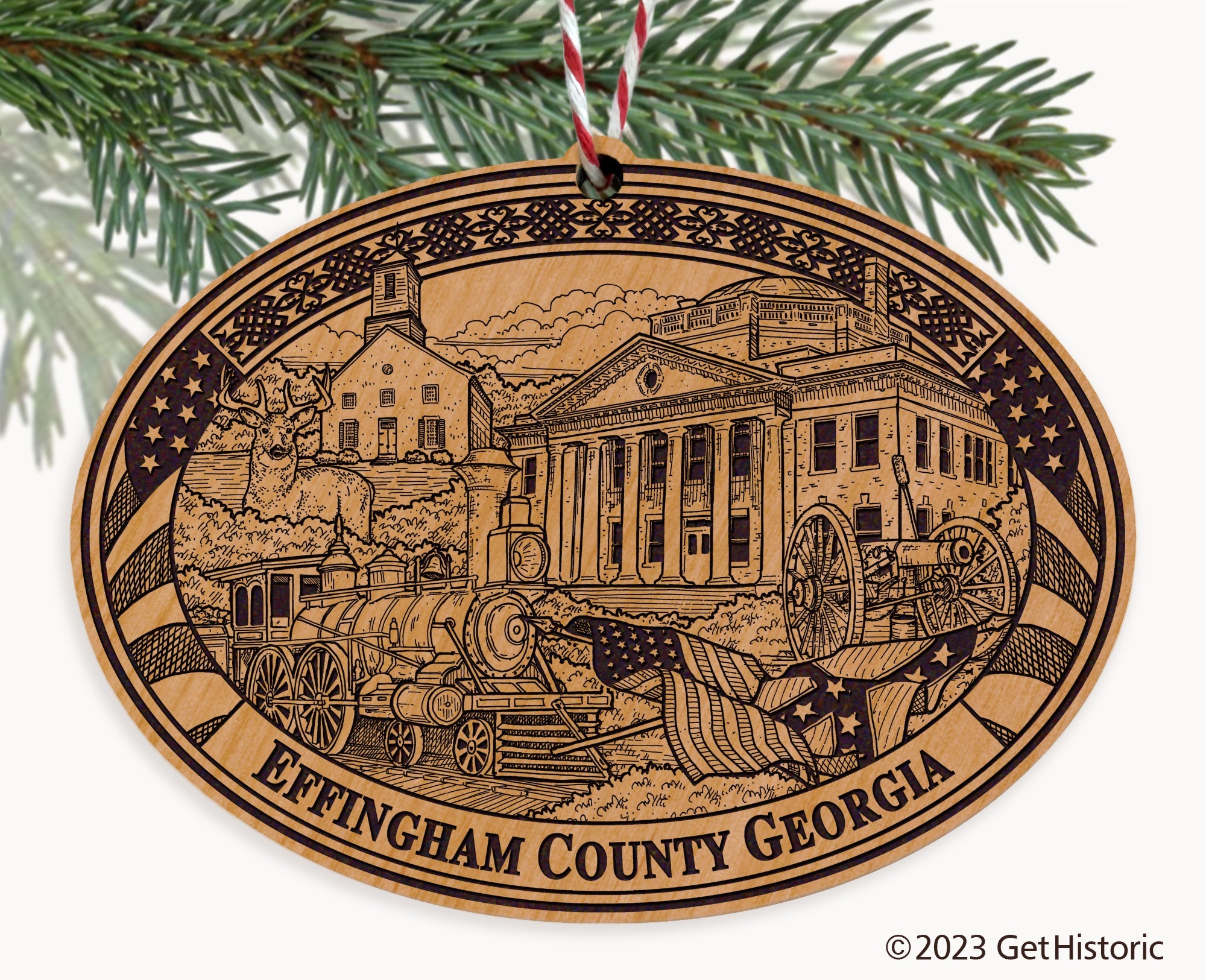 Effingham County Georgia Engraved Natural Ornament