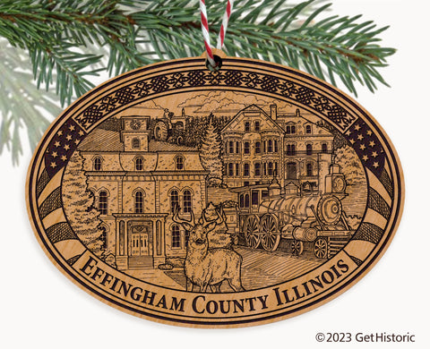 Effingham County Illinois Engraved Natural Ornament