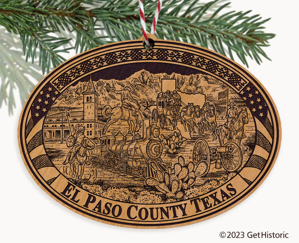 El Paso County Texas Engraved Natural Ornament