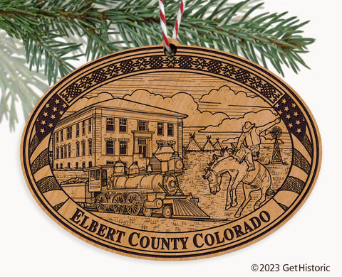 Elbert County Colorado Engraved Natural Ornament