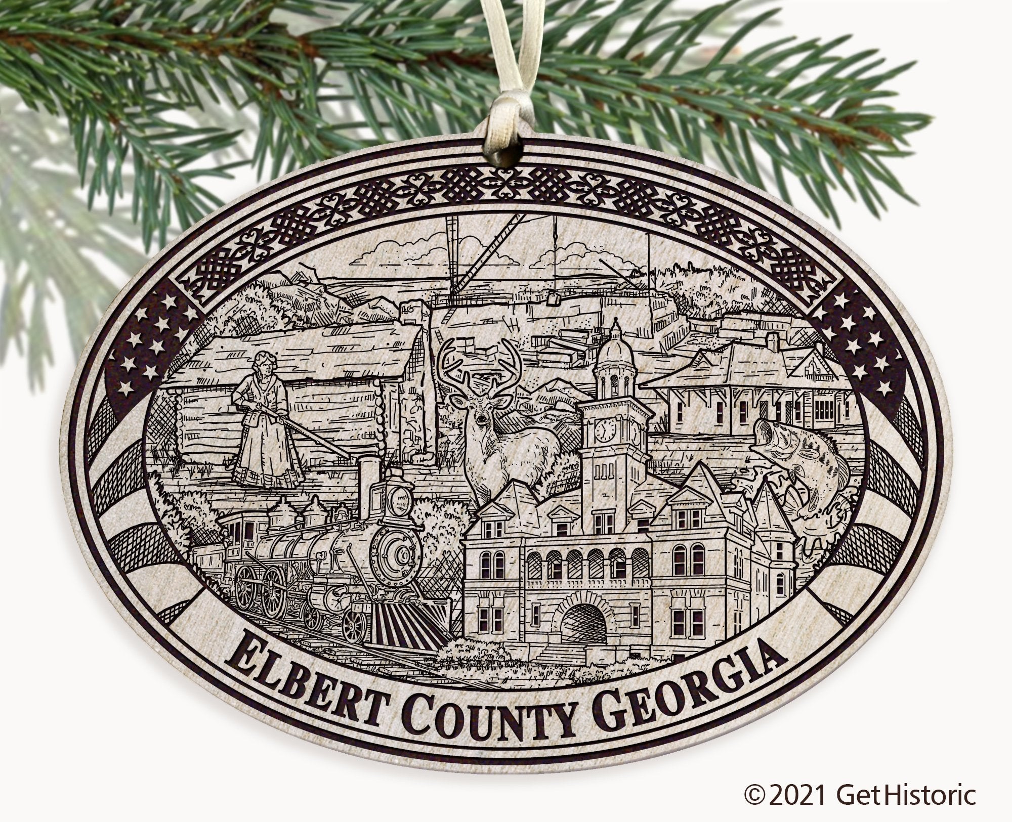 Elbert County Georgia Engraved Ornament
