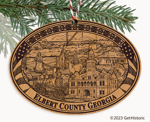 Elbert County Georgia Engraved Natural Ornament