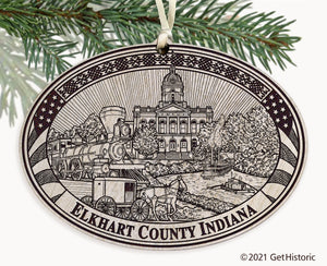 Elkhart County Indiana Engraved Ornament